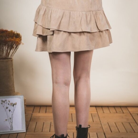 Corduroy mini skirt with ruffled hem - Picture 2 of 9